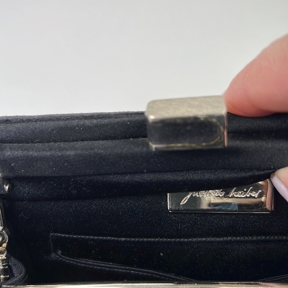 JUDITH LEIBER Vintage Black Silk Woven Clutch Shoulder Bag Evening Handbag - Picture 9 of 12